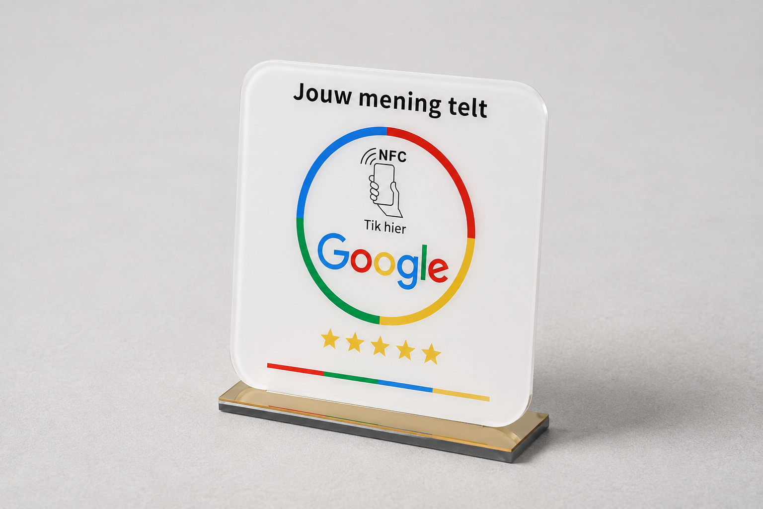 Premium Google Review Display schuin van voren