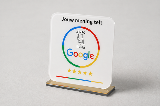 Premium Google Review Display schuin van voren