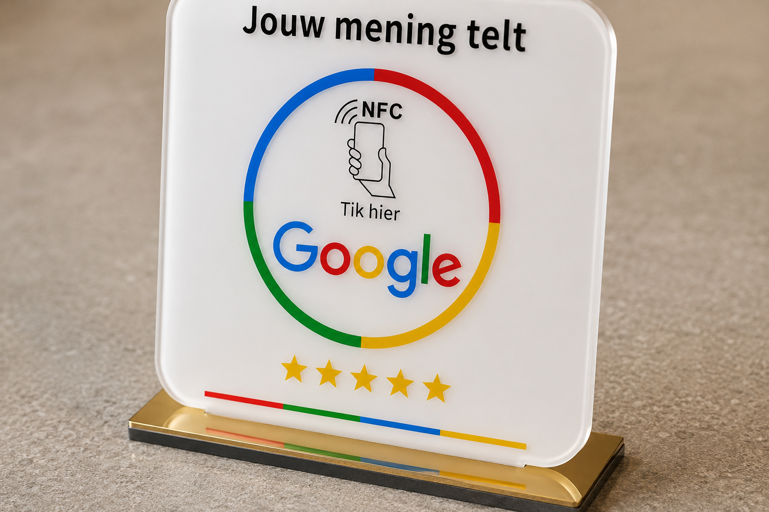 Detail van het NFC-ontwerp op het Google Review Display