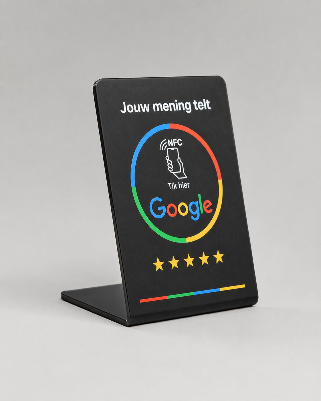 Google Review Display Zwart schuin van voren