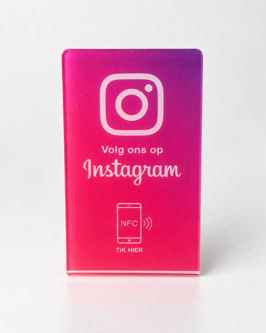 Instagram Bordje met NFC, frontaal