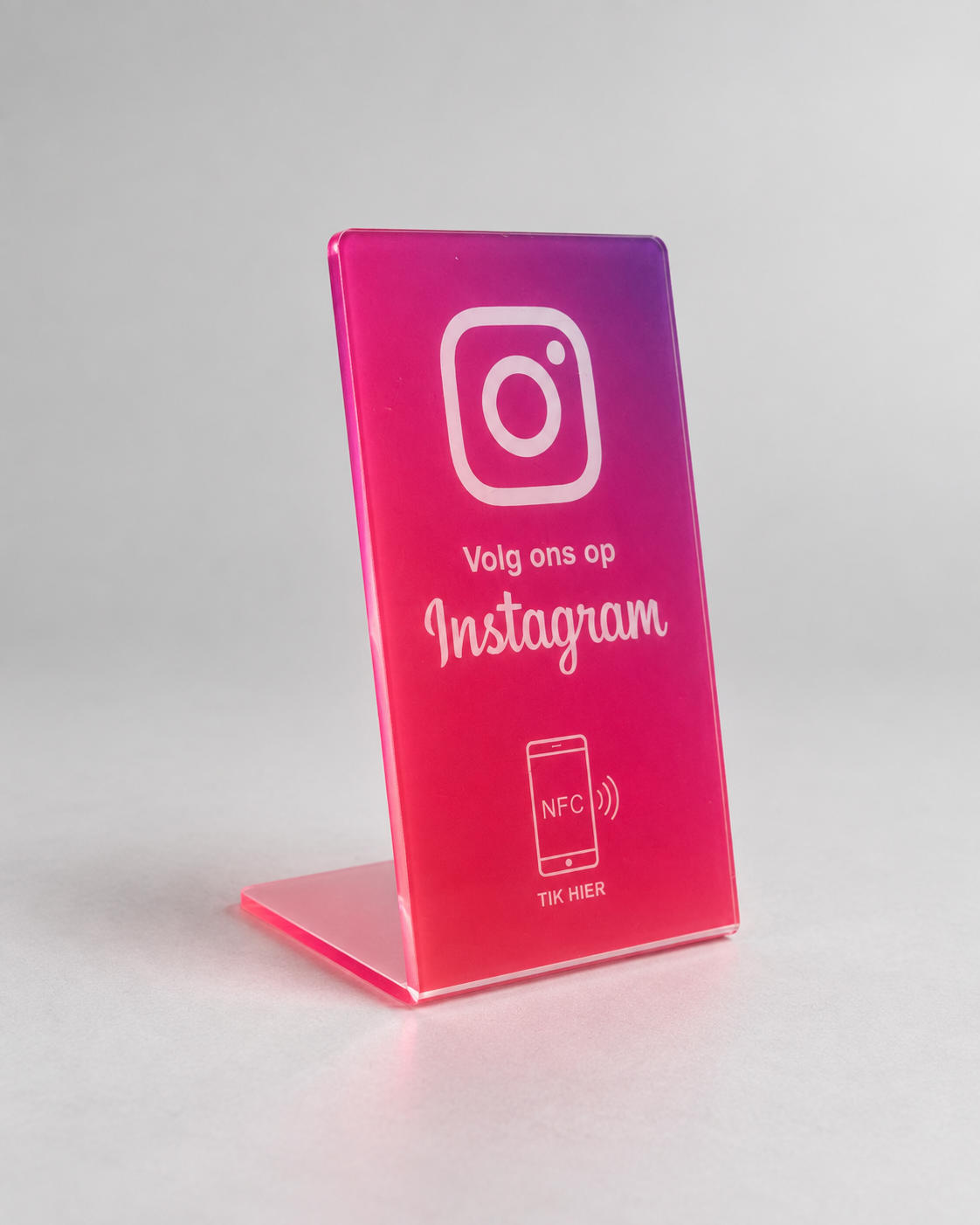 Instagram Bordje met NFC, van opzij